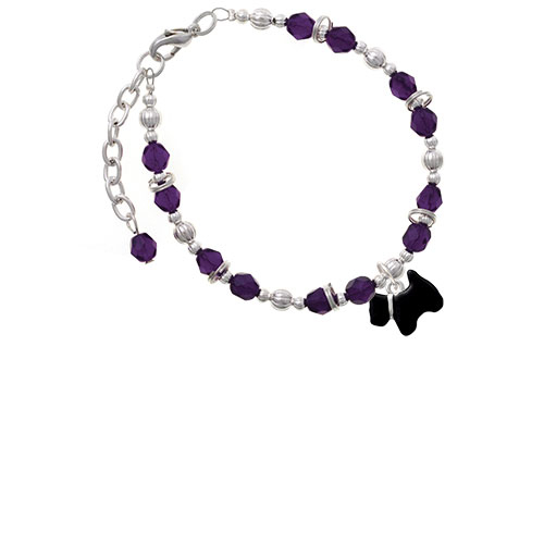 Black Scottie Dog Purple Beaded Bracelet