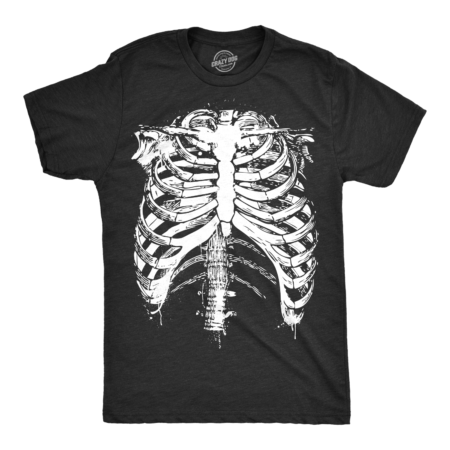 Mens Splattered Rib Cage Tshirt Cool Skeleton Costume Tee For Guys