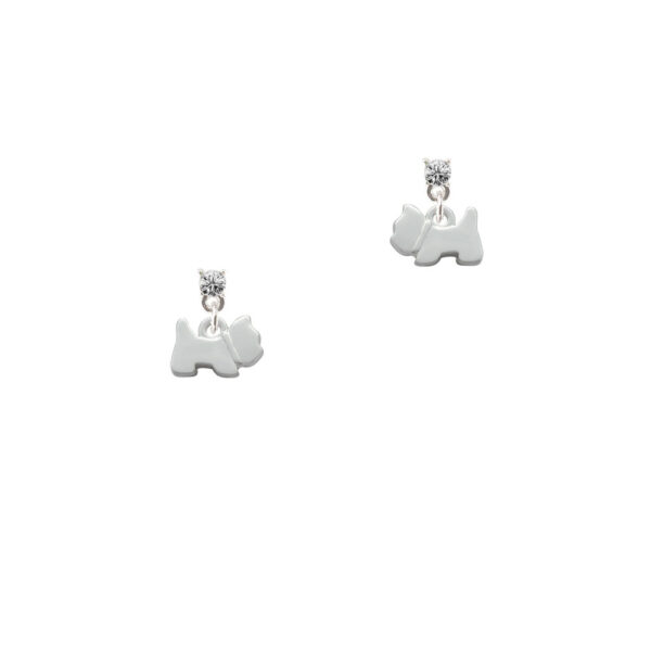 Mini Scottie Dog Silver Plated Crystal Post Earrings, Select Your Color